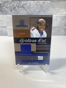 TIKI BARBER 2003 DONRUSS GRIDIRON KINGS GAME USED WORN JERSEY #184/475🔥‼️