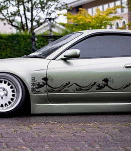 2x Pair Side JDM Great Wave Kanagawa Low Japan Racing Stance Vinyl Sticker Decal - Picture 1 of 2