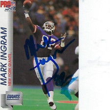 MARK INGRAM SIGNED 1992 PRO SET FOOTBALL#82 - NEW YORK GIANTS