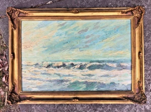 Original Vintage Oil Seascape Signed Bosquet Gilt Frame - Picture 1 of 3