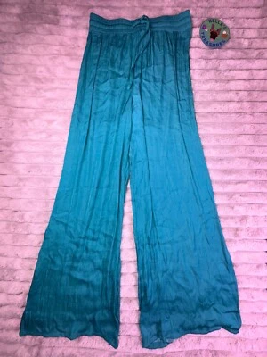 Pantalón Joie Palazzo Mujer XS Aqua Pierna Ancha Sedoso Satén Suave Cordón Cintura Foto 1 de 4