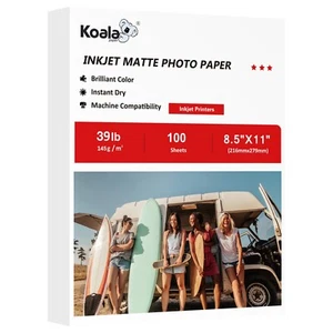 100 Koala Matte Photo Paper 8.5x11 Inkjet Printer Presentation Flyer 39lb 7Mil - Picture 1 of 13