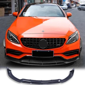 REAL Carbon Front Bumper Chin Lip Spoiler Fit For MB W205 C63 AMG Sedan 15-21 - Picture 1 of 8