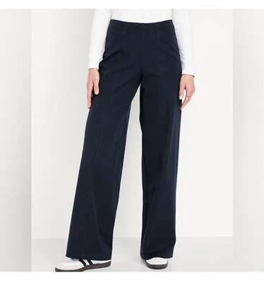 Nuevo con etiquetas Pantalones Old Navy tiro alto Pixie pierna ancha cintura cómoda azul marino talla XL Foto 1 de 4