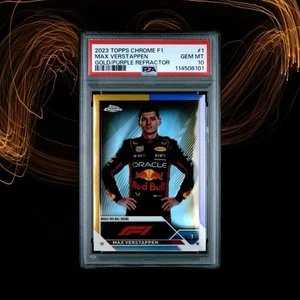 MAX VERSTAPPEN 2023 Topps Chrome F1 #1 Gold/Purple Refractor Portrait PSA 10 - Picture 1 of 2