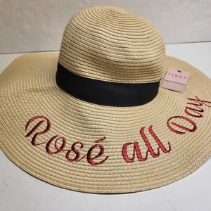 SERRA Life’s a Beach Embroidered Wide Brim Sun Hat Floppy 17" New! - Picture 1 of 7