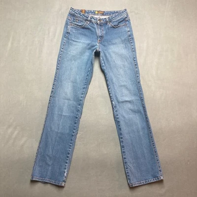 Wrangler Aura Jeans Womens 4 30x33 Blue Mid Rise Bootcut Stretch Denim *Repair - Image 1 of 4