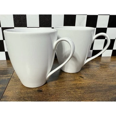 West Elm Porcelain Mugs 4” West Elm White Coffee Cups 12oz Set of 2 - Image 1 of 4