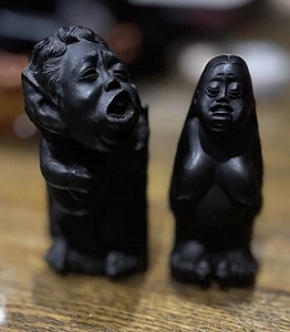Vintage Hawaiian Coco Joe Statue Fertility Goddess & Ukulele Minihune Figures - Picture 1 of 3
