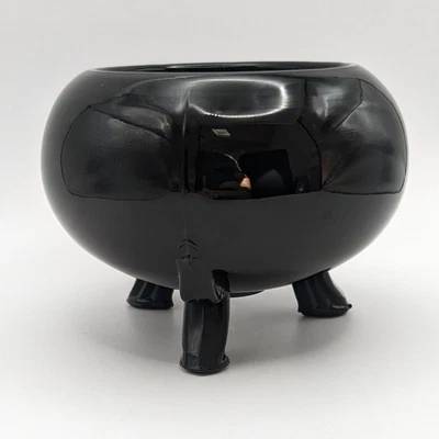 MCM Vintage Viking Glass Black Ebony Flowerlite Padded Feet 4.5in Bowl Only - Image 1 of 4