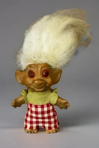 Troll Doll Vintage 1960's Amber Eyes White Blonde Hair 2.75" - Picture 1 of 7