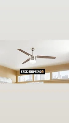 Hampton Bay Montgomery 56 in. Indoor Brushed Nickel Ceiling Fan with Light New - Image 1 of 4