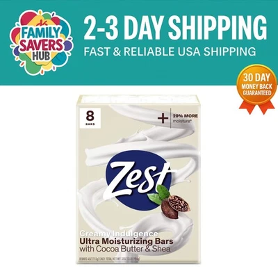 Zest 8-Bar Bath Size Soap, Cocoa Butter And Shea, 4 Ounce per bar, 8 bars - Image 1 of 4