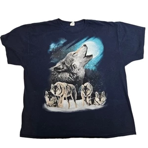 Gildan Navy Wolf Camiseta Wolf Pack Howling at Moon Talla 3XL Unisex Adulto I85 - Imagen 1 de 10