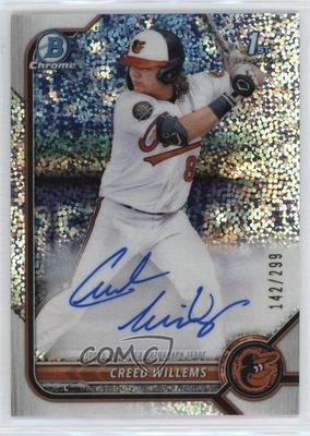 2022 Bowman Chrome Prospect Speckle Refractor /299 Creed Willems #CPA-CW Auto - Image 1 of 2