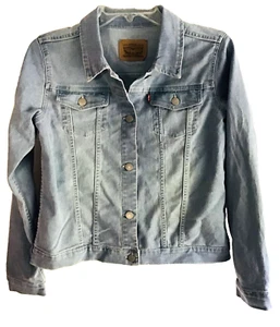 Levi's Denim Jacket Girls Size 14/16 Stretch Medium Blue Trucker Jean Jacket - Picture 1 of 4