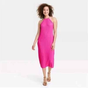 Neu mit Etikett Strick Plisse Midi Etuikleid ~ A New Day ~ rosa Small - Bild 1 von 3