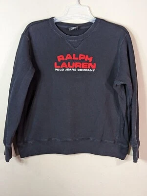 Vintage Polo Ralph Lauren Polo Jeans Black Sweatshirt Red Spell Out Logo Size XL - Image 1 of 4