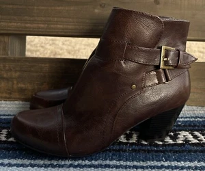 ✅Rialto CAITLIN Brown Ankle Boot Buckle Decor Women sz 6.5 - Picture 1 of 10
