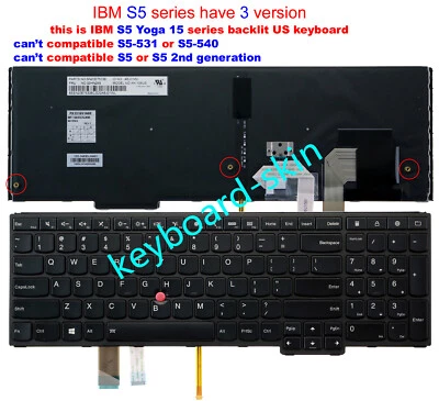 New for lenovo IBM Thinkpad s5 yoga 15 series laptop keyboard US backlit - Image 1 of 4