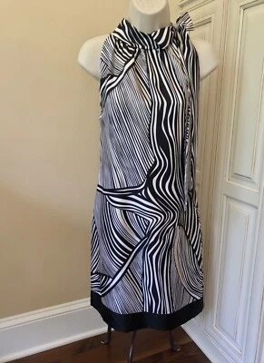 Vestido recto con lazo sin mangas de seda White House Black Market ~ Talla 2 Foto 1 de 4