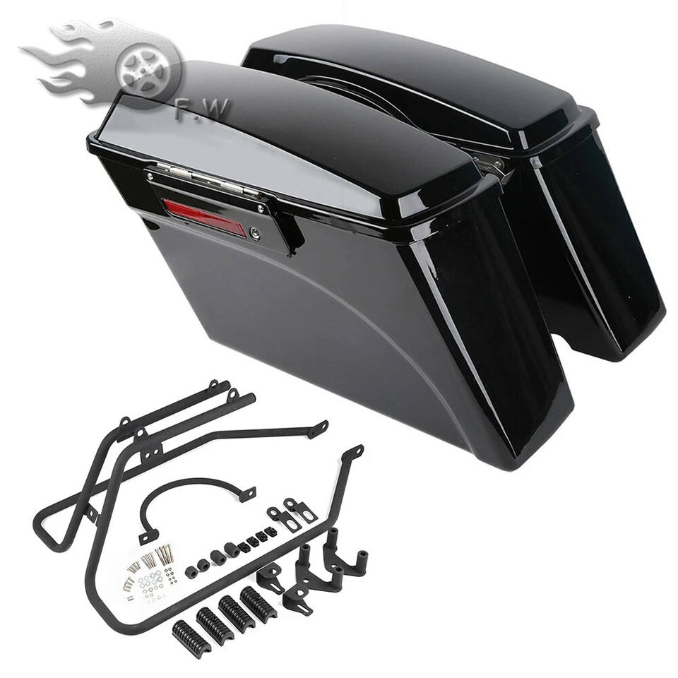 Alforjas negras Fit 2004-2014 Harley Sportster bolsa de sillín y soportes de conversión Foto 1 de 4