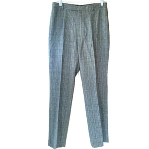 Banana Republic Trouser Pants Womens Sz 8 Wool Blend Gray Plaid High Waist - Picture 1 of 10