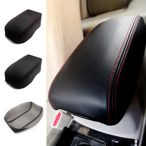Black & Red Line Leather Armrest Center Console Lid Cover For Mazda 6 2006-2015