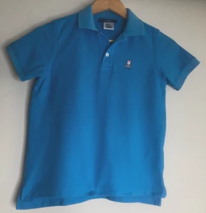 Psycho Bunny Boys Sz Med 34" Chest Blue Polo Shirt Short Sleeve 100% Pima Cotton - Picture 1 of 8