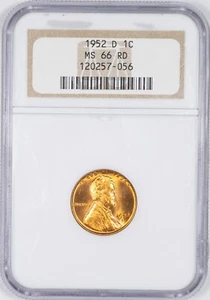 1952-D NGC MS66RD Red Gem Uncirculated Lincoln Wheat Penny Cent, Denver Mint - Picture 1 of 4