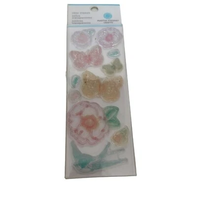 Estampillas transparentes artesanales de Martha Stewart de colección de jardín con flores de mariposa diseños de pájaros Foto 1 de 4