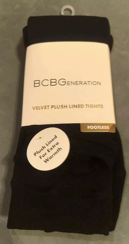 Medias BCBGeneration Terciopelo Felpa Forradas de Vellón 1 Par Sin Pies Negras Talla Md/Lrg Foto 1 de 4