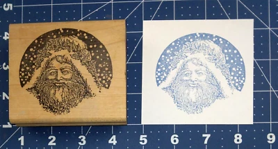 Sello Francisco Santa Claus Face MC 205-M Navidad montado en madera sello de goma Foto 1 de 4