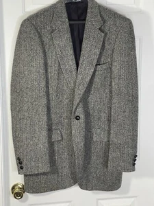Harris Tweed Stafford Gray Vintage Tweed Wool Two Button Blazer Jacket 40R EUC - Picture 1 of 6