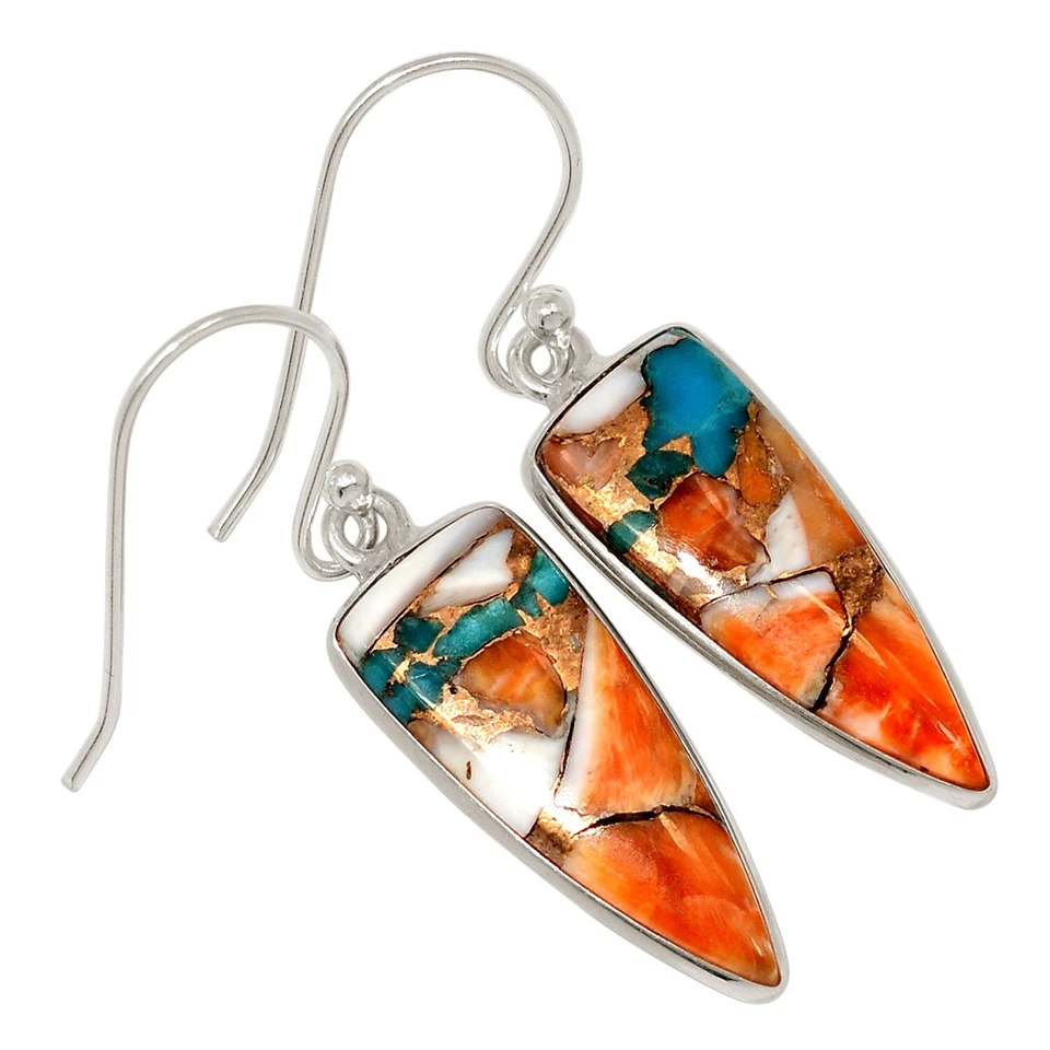 Brincos compostos de prata 925 turquesa de ostra espinhosa e Arizona TODOS-18855 - Imagem 1 de 1