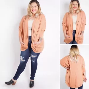 Cárdigan tejido jersey delantero abierto Zenana XL X-LARGE NUEVO SIN ETIQUETAS bolsillos naranja drapeado suave - Imagen 1 de 9