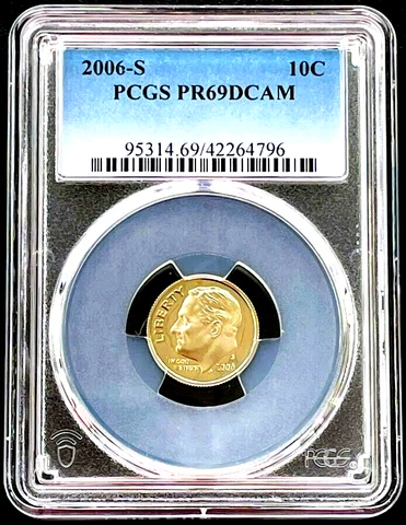 2006-S Roosevelt DIME 10c S PROOF COIN 2006 S PCGS PR69 DCAM Deep Cameo Ten Cent Cover