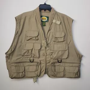 Cabelas Vest Mens 2XL Pockets Full Zip Utility Hunting Fishing Photography Khaki - Picture 1 of 11
