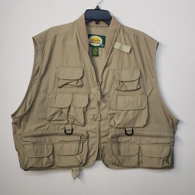 Cabelas Vest Mens 2XL Pockets Full Zip Utility Hunting Fishing Photography Khaki - Image 1 of 4