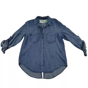 Camicia Tencel Chambray con bottoni e maniche arrotolabili denim blu chiaro taglia S - Foto 1 di 10