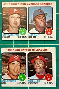 Lot of 2 - 1973 Topps Leaders Cards Bench Carlton Allen Tiant - Bild 1 von 2