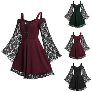 Halloween Womens Medieval Gothic Witch Dress Adult Renaissance Cosplay Costume - Picture 1 of 14