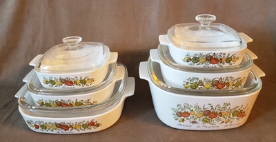 12 pc Set Vintage Corning Ware Spice of Life Casserole Baking Dishes with Lids - Image 1 of 4