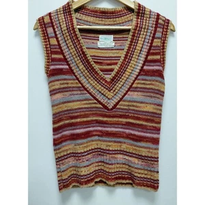Vintage Sears JR Bazaar Multicolor Striped Sweater Vest Women’s | SIZE M - Picture 1 of 7