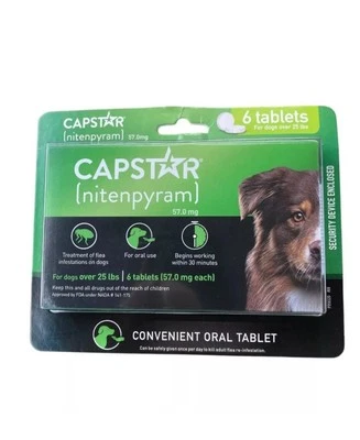 CAPSTAR Fast-Acting Oral Treatment for Large Dogs over 25 lbs 6 Tabs Exp:05/2027