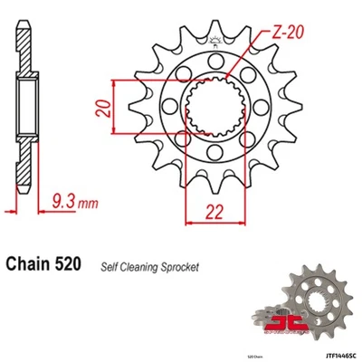 Piñón delantero ligero JT 520 paso 14 dientes Kawasaki KX250F (2006-2017) Foto 1 de 2