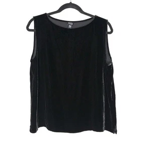 Eileen Fisher Samt ärmellos Viskose Seide U-Boot Ausschnitt Top Bluse in Schwarz Größe L - Bild 1 von 4