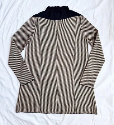 COS Wool Cowl Neck Black Ivory Chevron Stripe Tunic Jumper Small Winter Cosy - Image 1 of 3