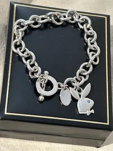 PLAYBOY CHARM BRACELET TOGGLE CHAIN SIGNED ( Without Box) - Picture 1 of 18
