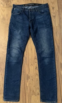 Crosshatch Jeans Mens Wayne Slim leg Denim Jeans Blue W34 L34 button fly  - Image 1 of 3